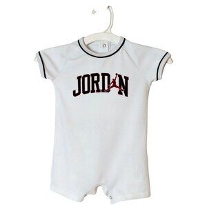Air Jordan Baby 12M Romber White One-Piece Black Trim Snaps Jumpman Sporty